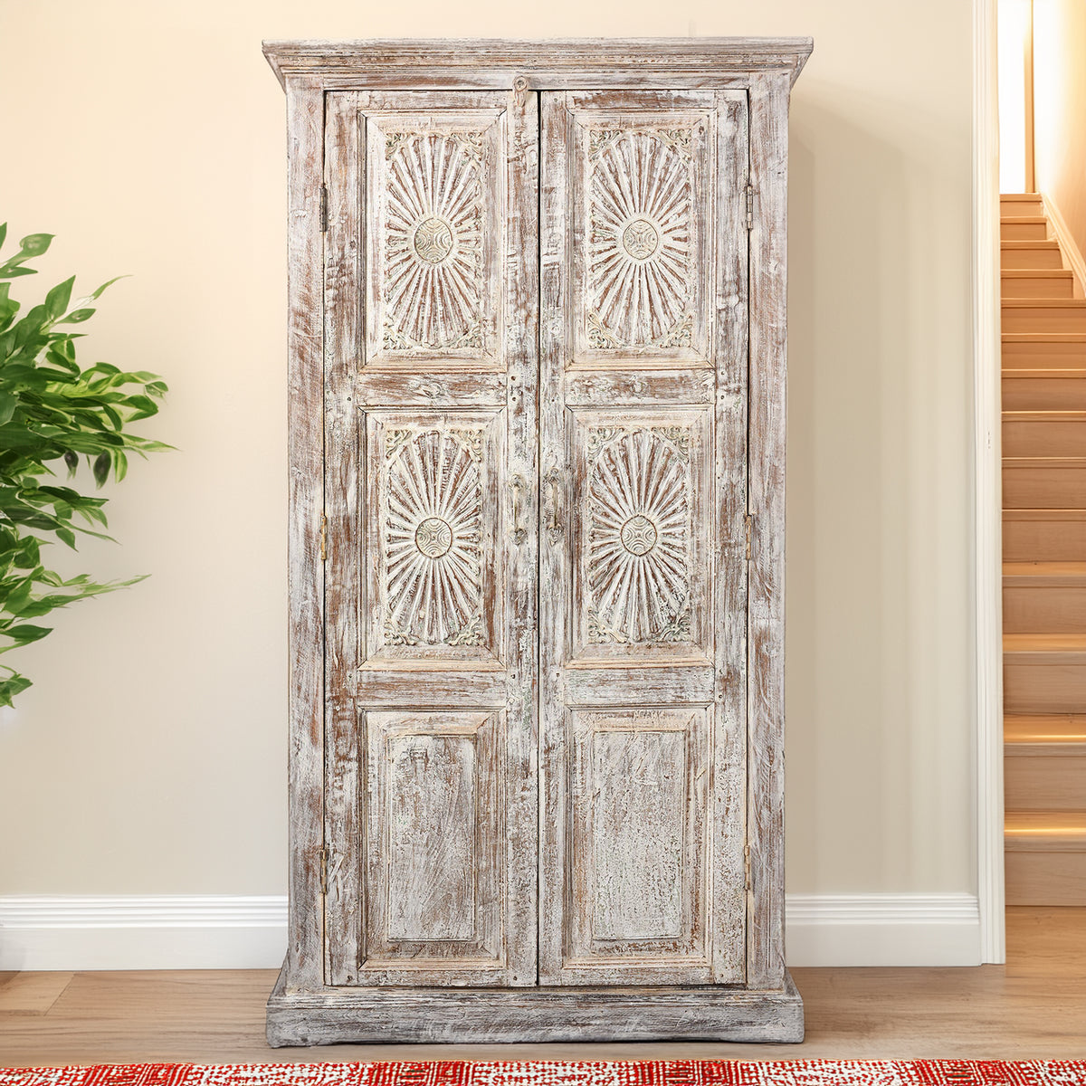Reclaimed Limed Teak Almirah Cabinet | Indigo Antiques