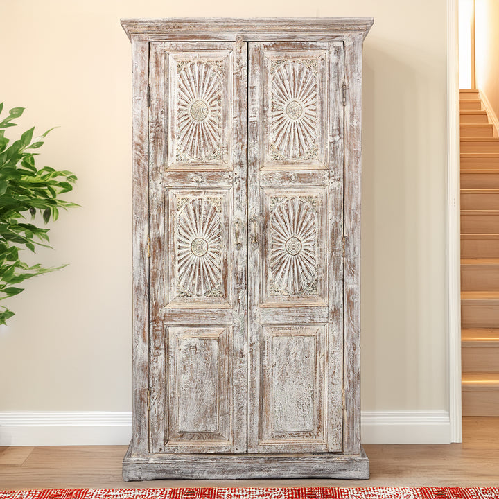 Reclaimed Limed Teak Almirah Cabinet | Indigo Antiques