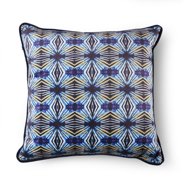 Indigo Itajime Cross Cushion by Tatie Lou Indigo Itajime Cross Cushion by Tatie Lou