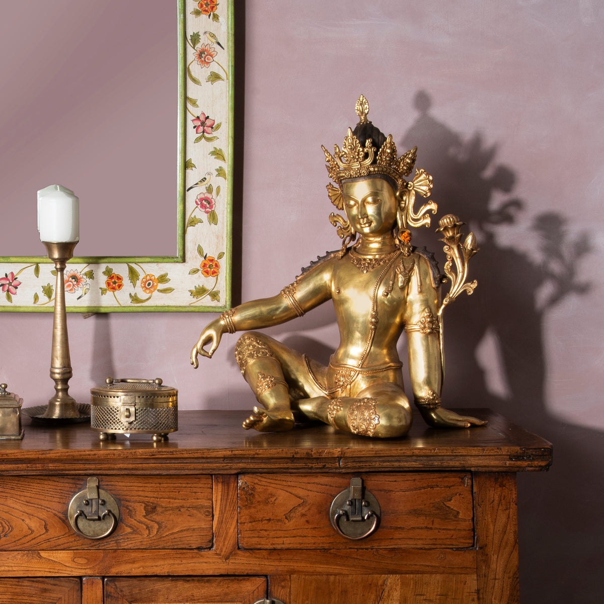 Gilt Brass Statue Of Indra | Indigo Antiques