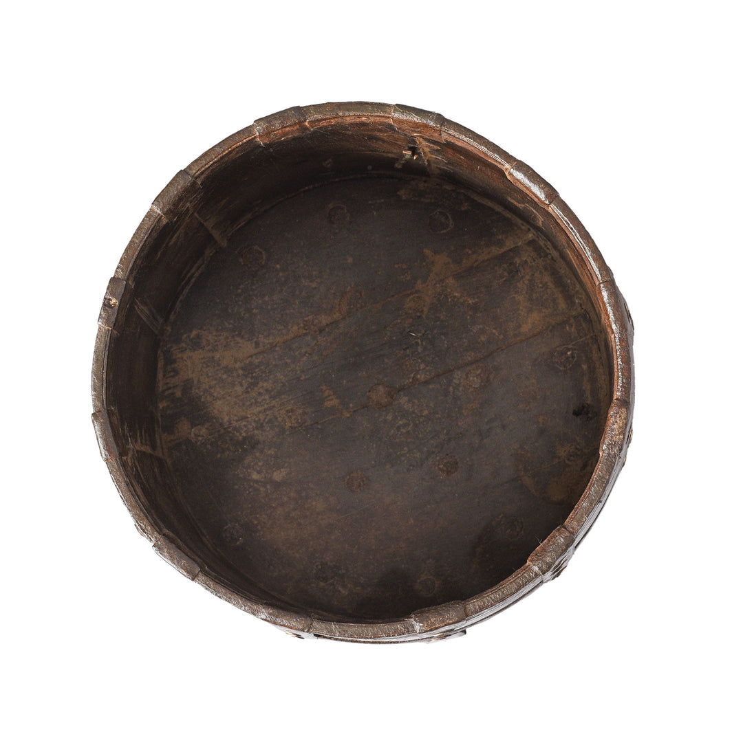 Interior detail from a Rajasthani teak grain measure planter | Indigo Antiques