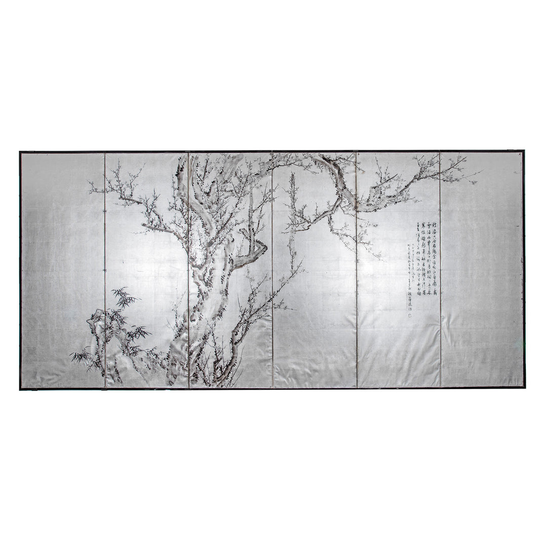 Japanese Silver Rinpa Byobu Screen | Indigo Antiques