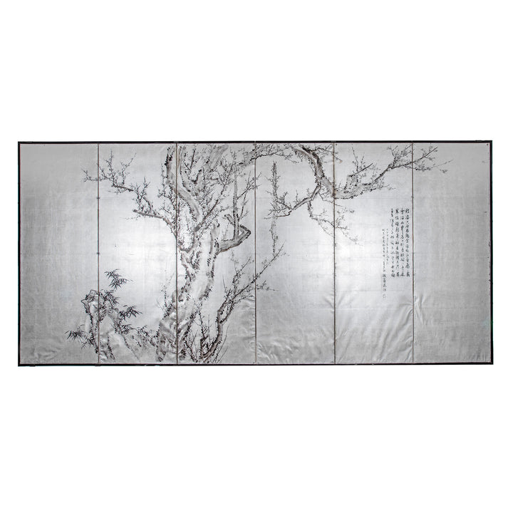 Japanese Silver Rinpa Byobu Screen | Indigo Antiques
