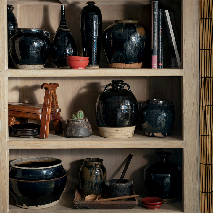 Old Black Glazed Terracotta Water Pot From Shanxi