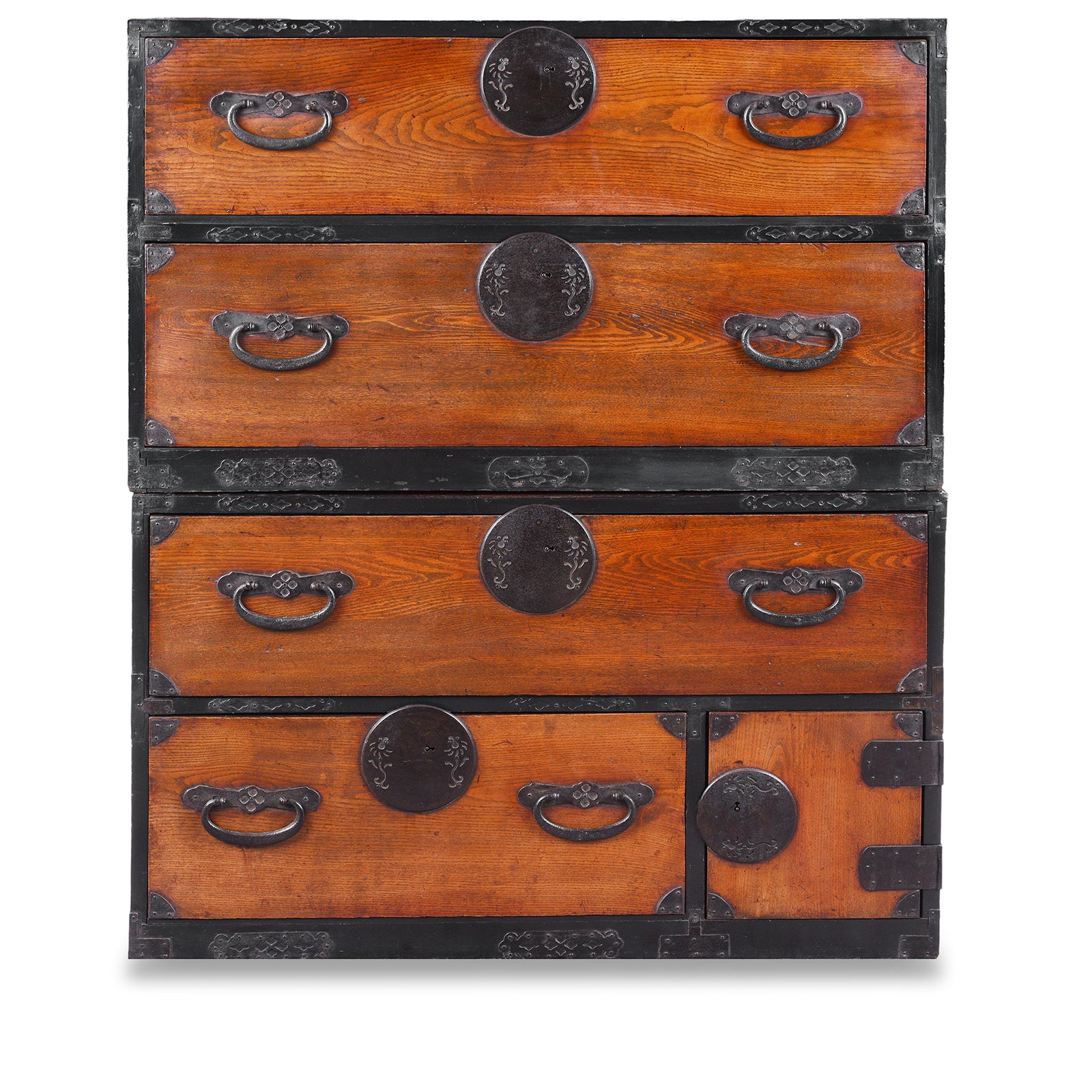 Kasane Isho Dansu Edo Period Japanese Chest With Red Elm Drawers And Iron Hardware | Indigo Antiques