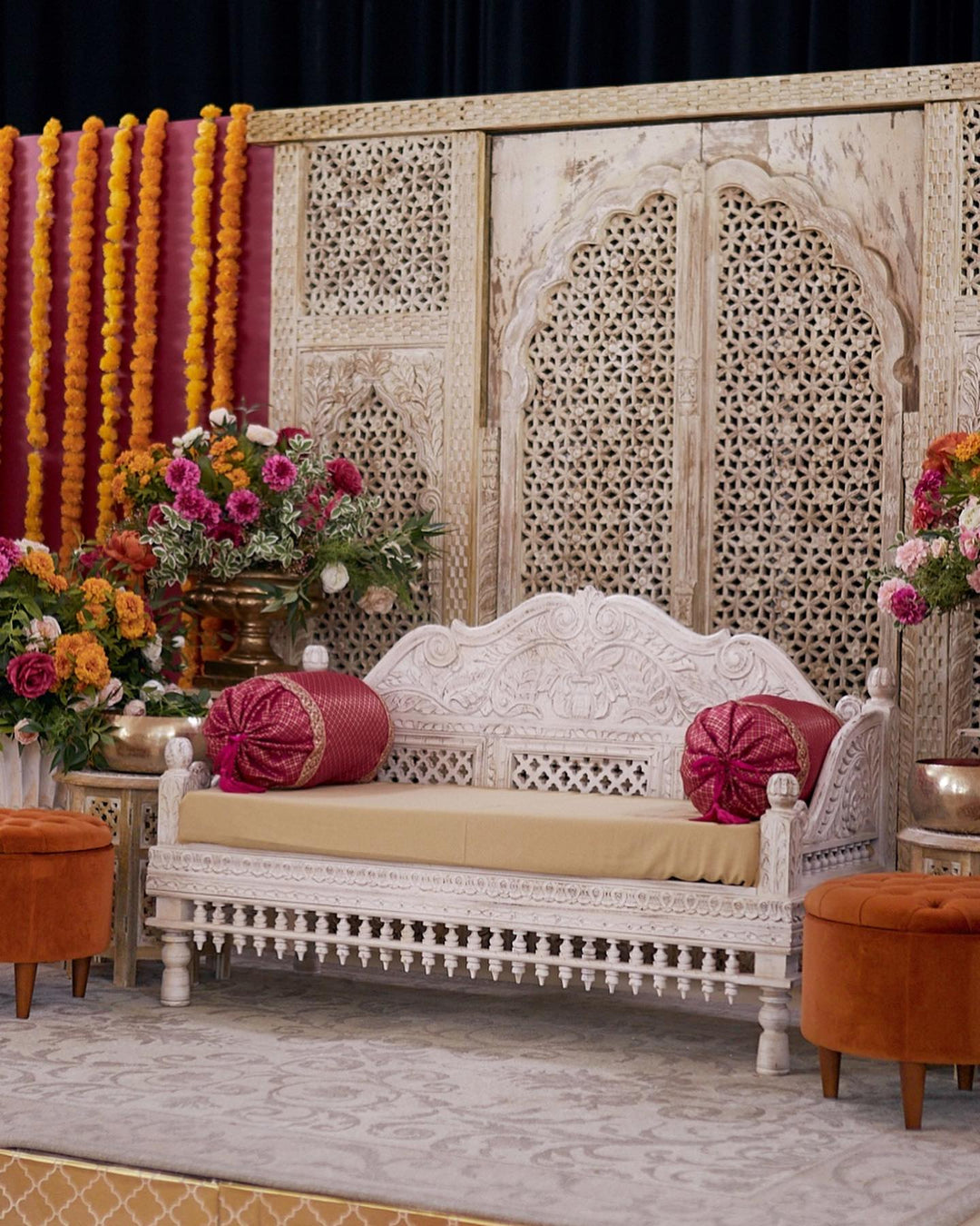 Carved Jali Purdah Screen - Mughal Style