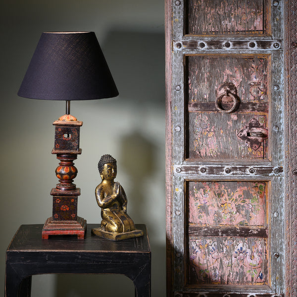Table Lamp Made From An Old Indian Charpoy Leg