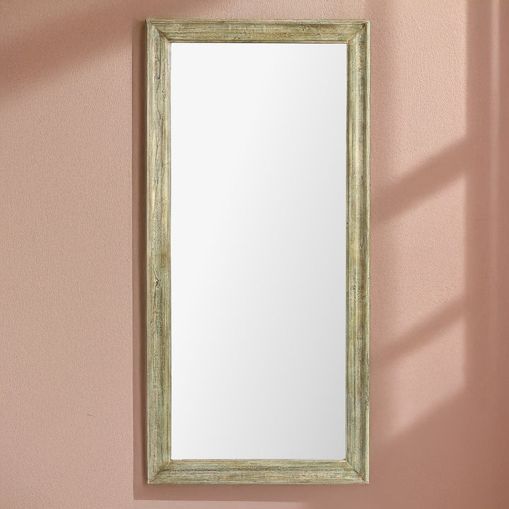 Large Green Painted Mirror Made From Reclaimed Teak | Indigo Antiques