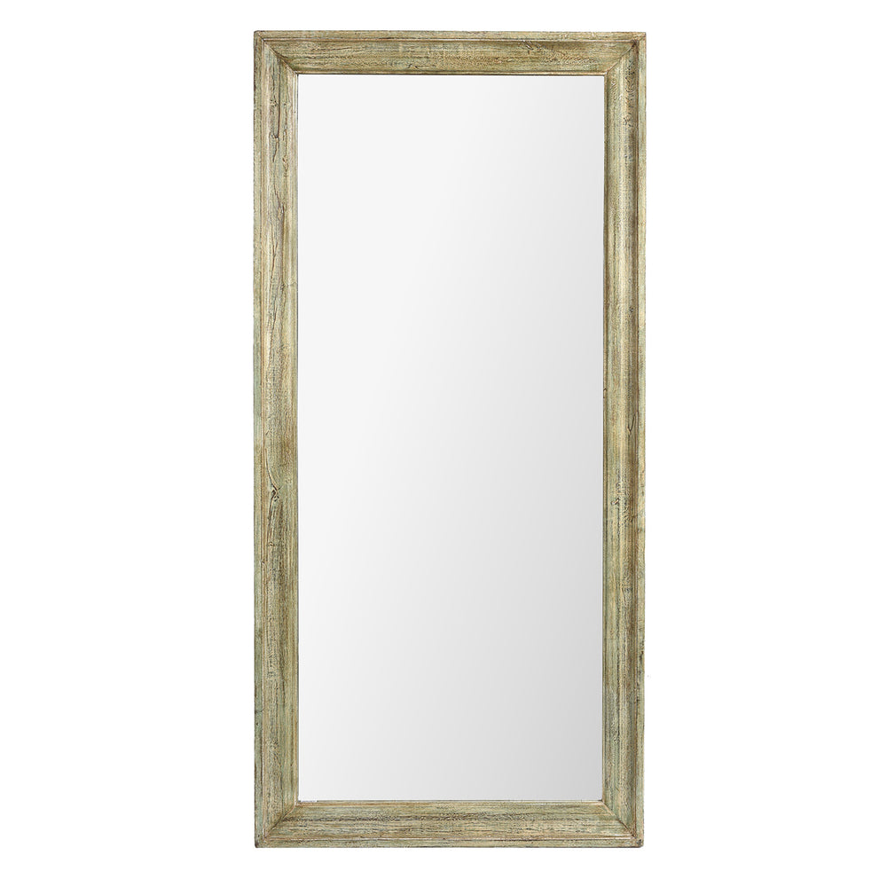 Large Green Painted Mirror Made From Reclaimed Teak | Indigo Antiques