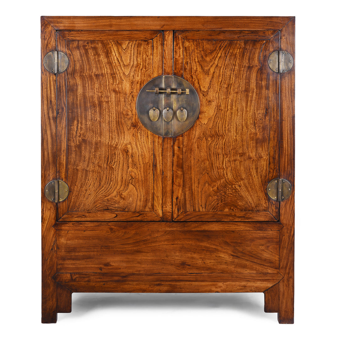 Large Nineteenth Century Elm Compound Cabinet From Tianjin With Metal Hinges And Black Lacquered Interior | Indigo Antiques
