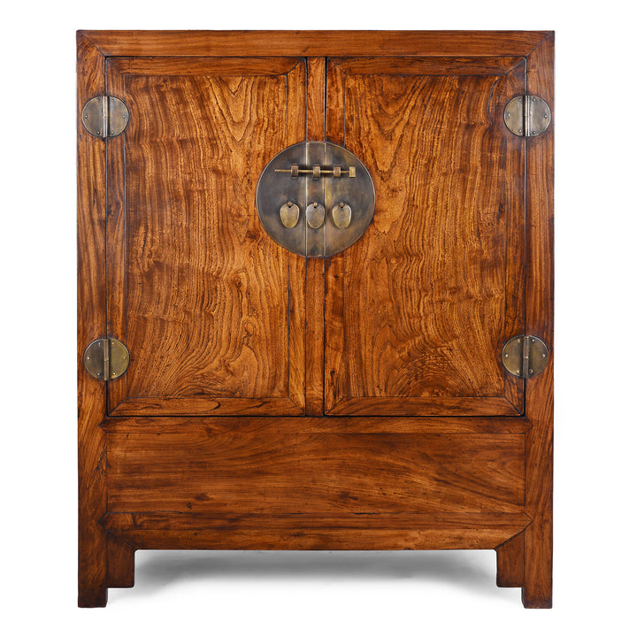 Large Nineteenth Century Elm Compound Cabinet From Tianjin With Metal Hinges And Black Lacquered Interior | Indigo Antiques