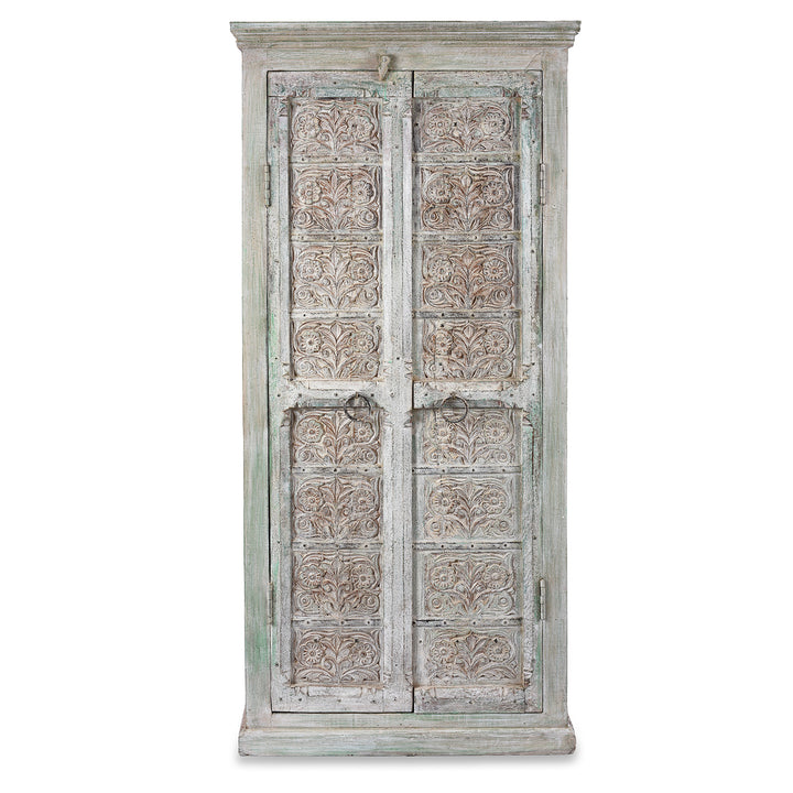 Large Painted Cabinet Made From Reclaimed Teak Doors | Indigo Antiques