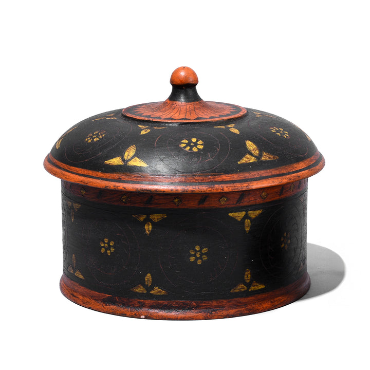 Large Reproduction Painted Lacquer Pot From Rajasthan