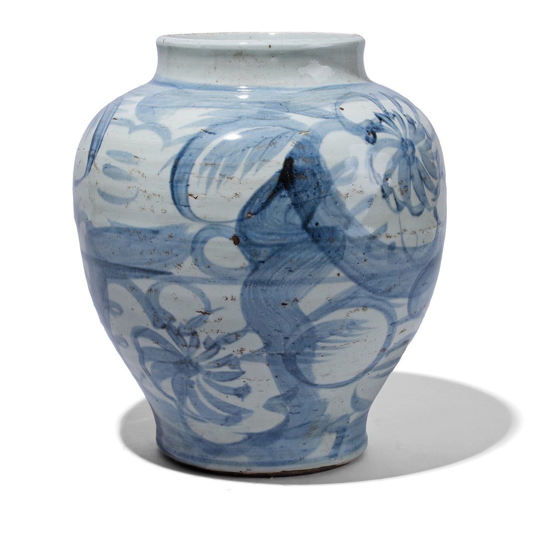 Late Ming Style Blue And White Porcelain Vase With Hand Painted Decoration And Classic Meiping Form