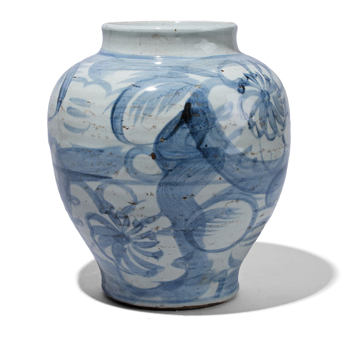 Late Ming Style Blue And White Porcelain Vase With Hand Painted Decoration And Classic Meiping Form
