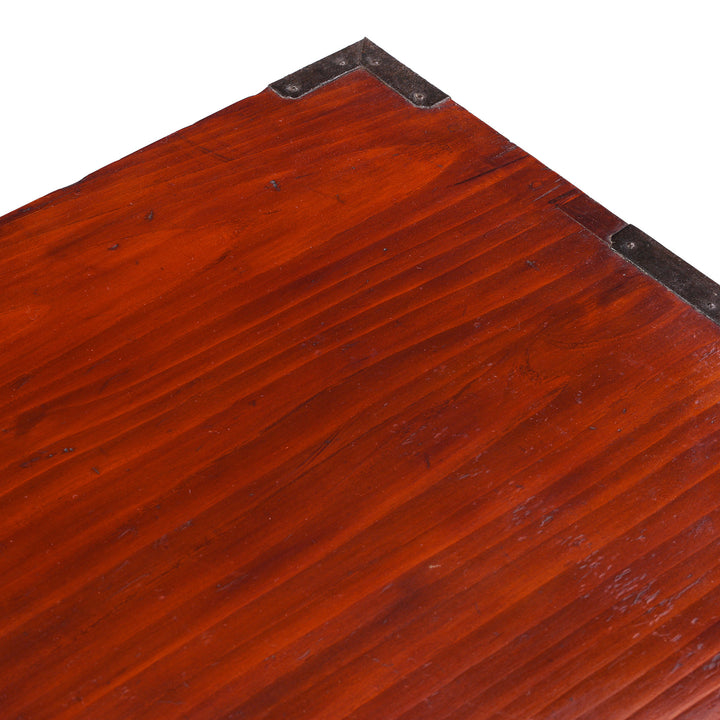 Corner Detail From Japanese Meiji Era Nihonmatsu Kasane Isho Tansu Stacking Chest With Iron Hardware