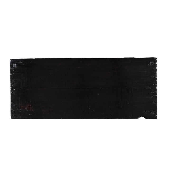 Top Down View Of Tibetan Painted Altar Cabinet With Dragons And Clouds On Each Panel