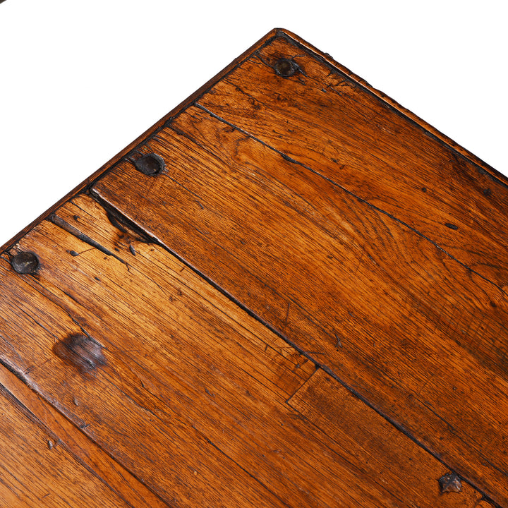 Surface Detail From Antique Nineteenth Century Gujarati Roheda Wood Takhat Coffee Table With Carved Apron And Turned Lacquered Legs