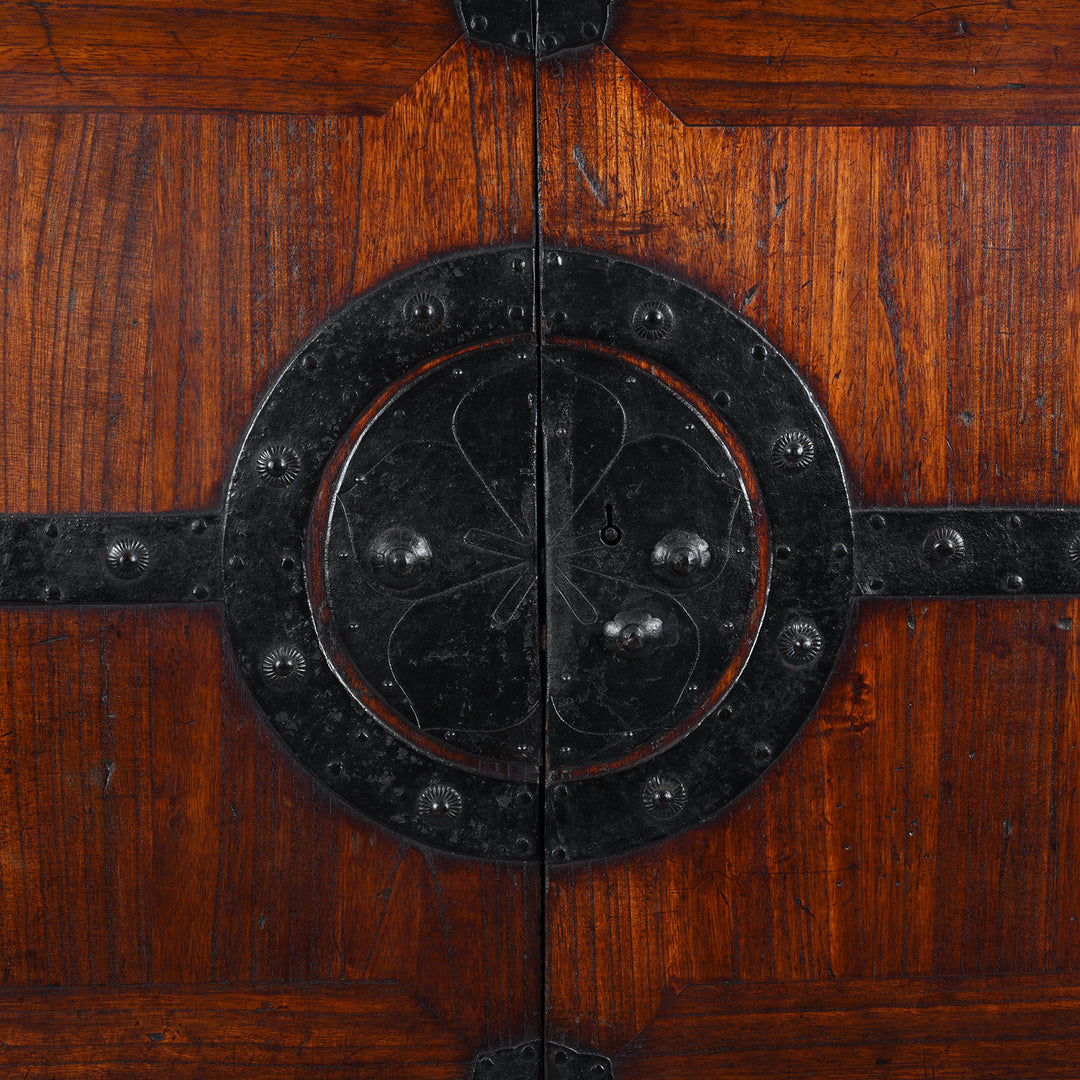 Locking Plate Detail From Japanese Ryobirake Kasane Dansu Taisho Period From Kanto Region