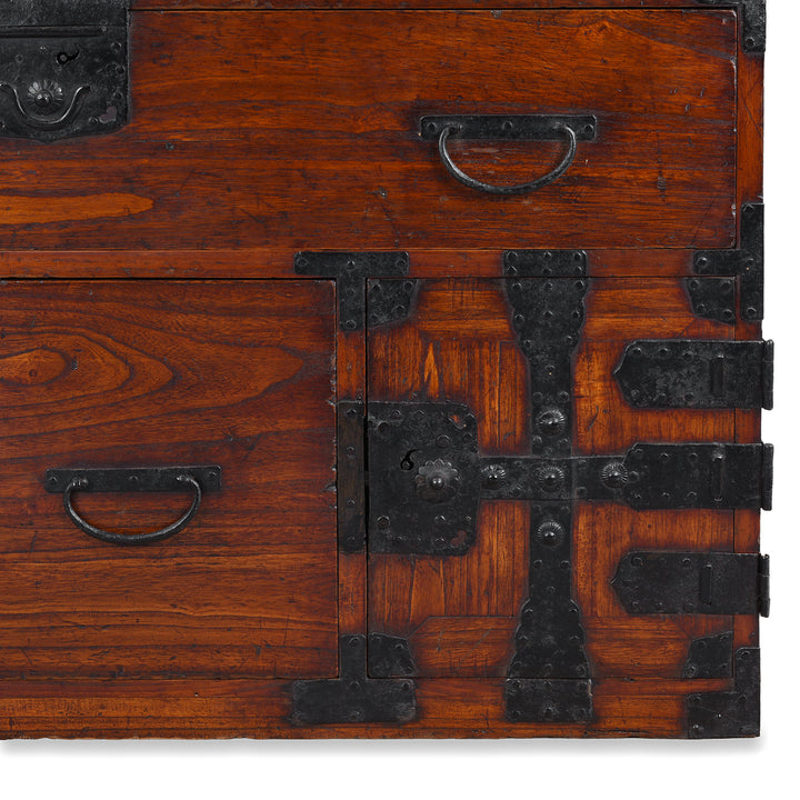 Mini Door Detail From Japanese Ryobirake Kasane Dansu Taisho Period From Kanto Region