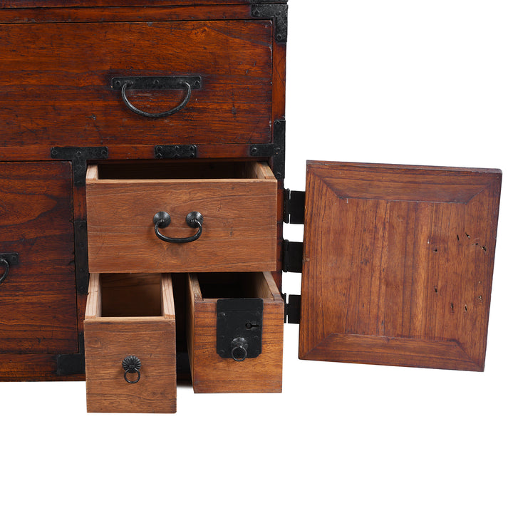 Small Drawers Detail From Japanese Ryobirake Kasane Dansu Taisho Period From Kanto Region