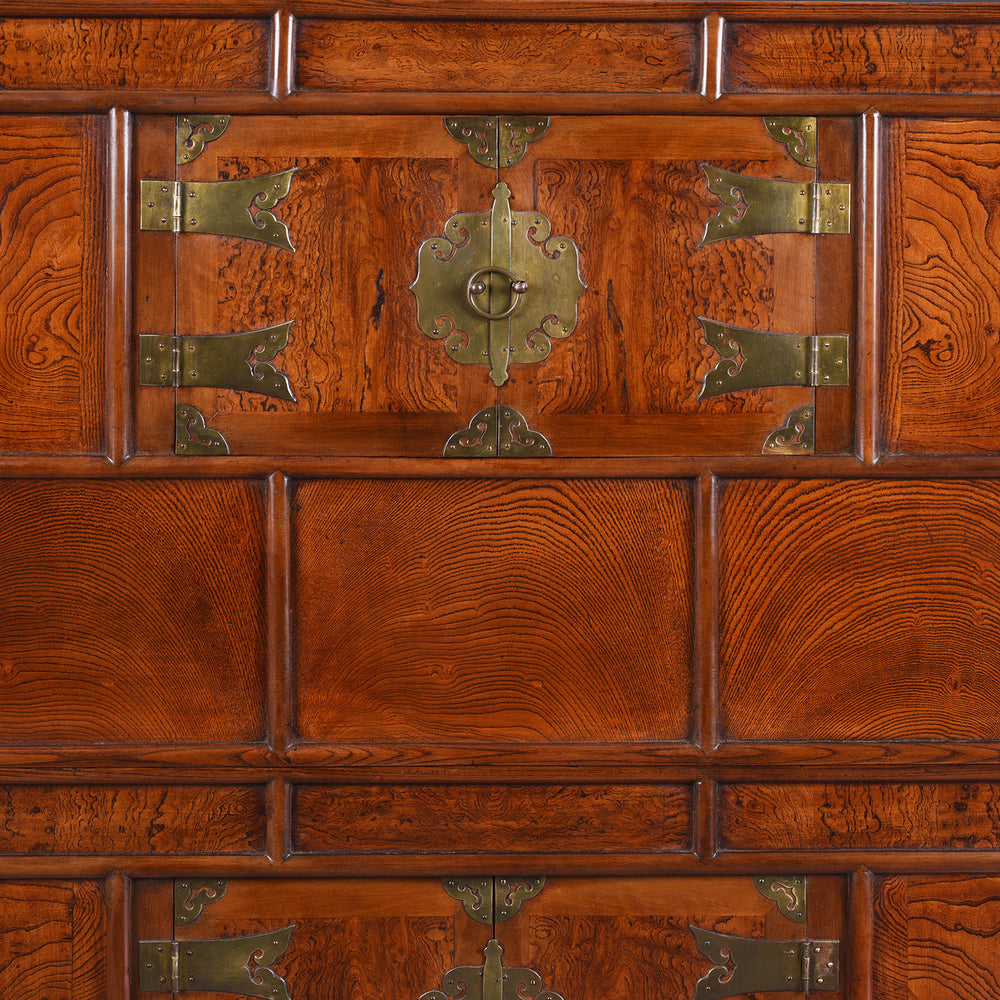 Detail From Late 19th Century Korean Ich Ung Nong Cabinet In Paulownia Wood With Brass Mounts