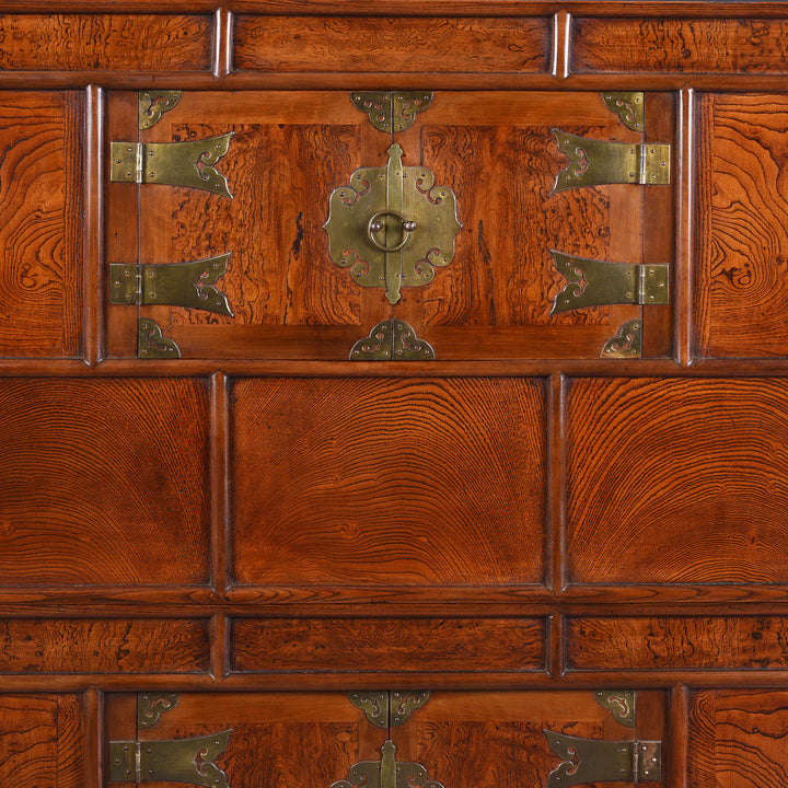 Detail From Late 19th Century Korean Ich Ung Nong Cabinet In Paulownia Wood With Brass Mounts