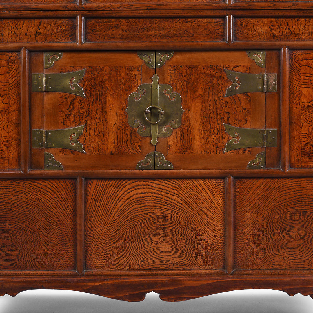 Bottom Chest Detail From Late 19th Century Korean Ich Ung Nong Cabinet In Paulownia Wood With Brass Mounts