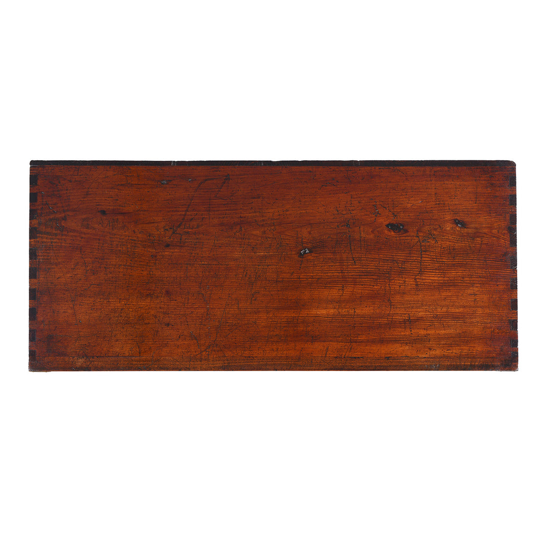 Top Down View Of Late 19th Century Korean Ich Ung Nong Cabinet In Paulownia Wood With Brass Mounts