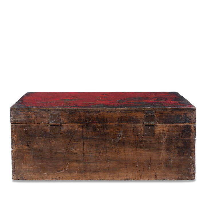 Reverse View Of Painted Mongolian Influenced Chest From Gansu Province China With Floral And Bird Motifs Late 19th Century