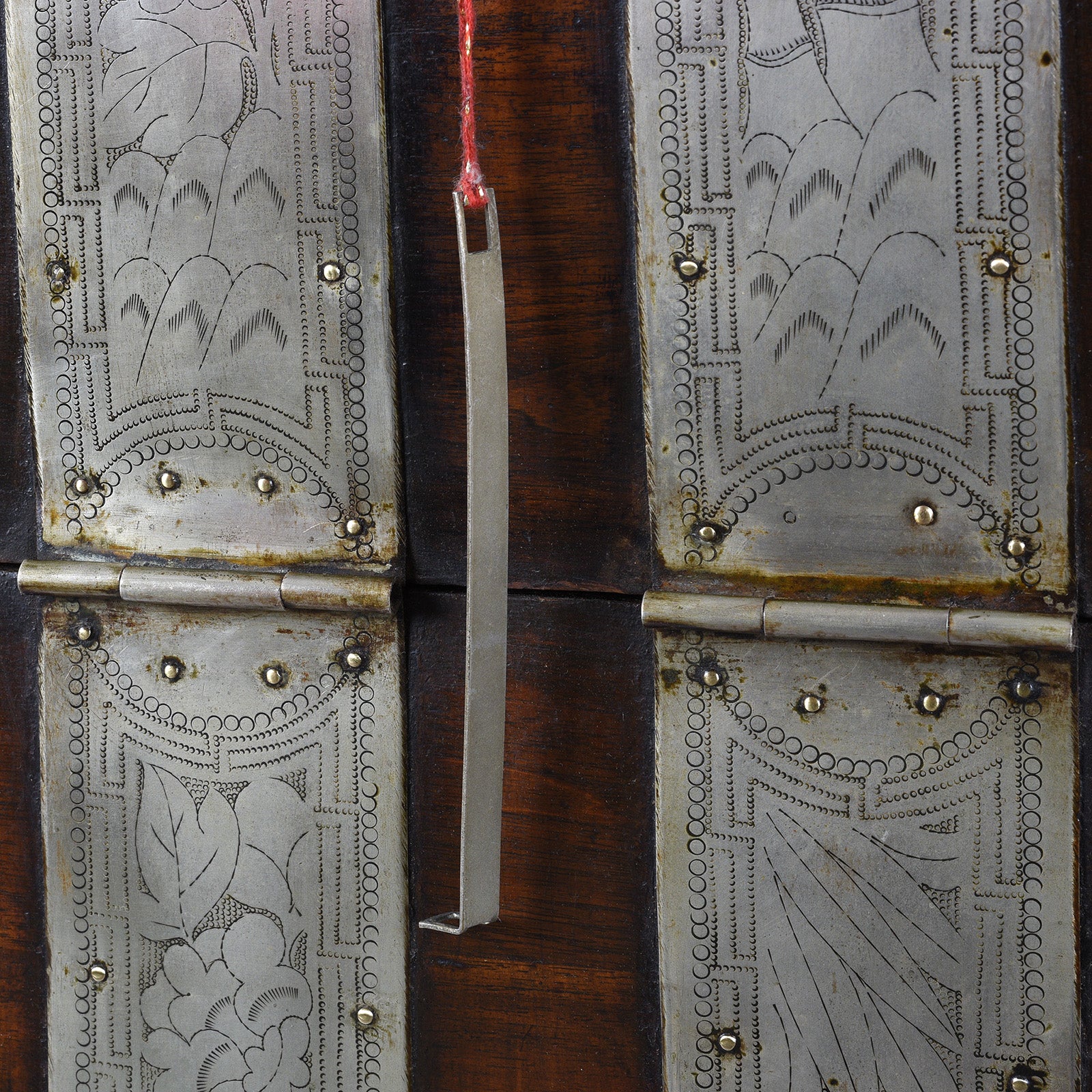 Key Detail From Nineteenth Century Korean Bandaji Chest With Engraved Brass Mounts Late Joseon Dynasty