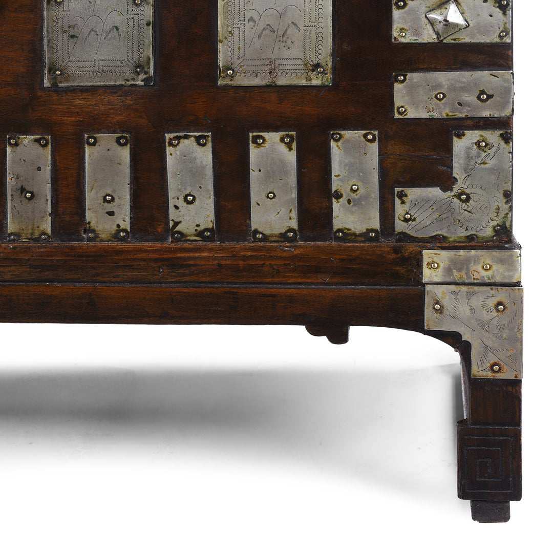 Feet Detail From Nineteenth Century Korean Bandaji Chest With Engraved Brass Mounts Late Joseon Dynasty