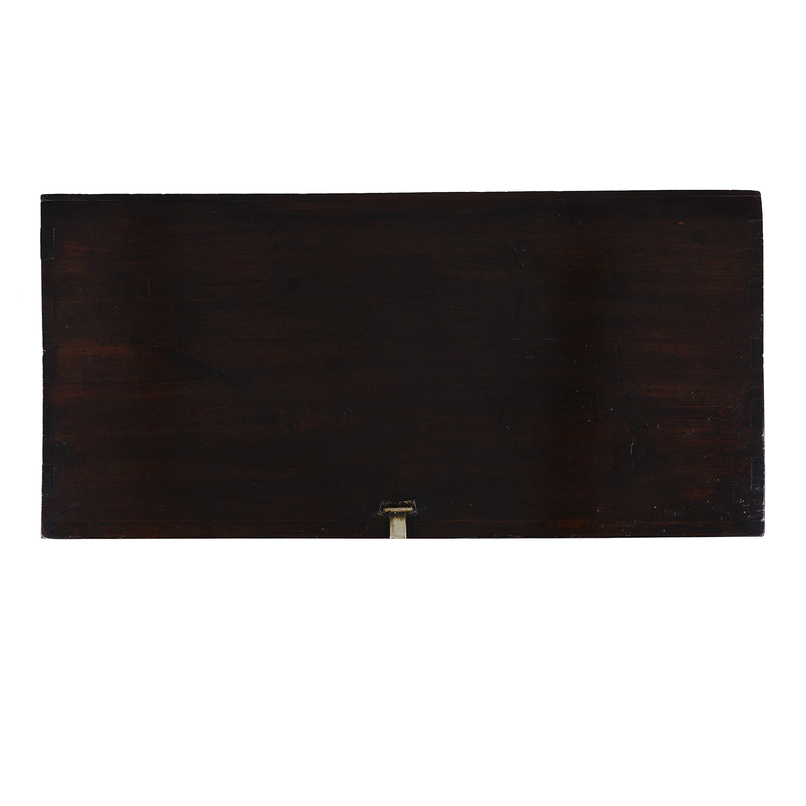 Top Down View Of Nineteenth Century Korean Bandaji Chest With Engraved Brass Mounts Late Joseon Dynasty