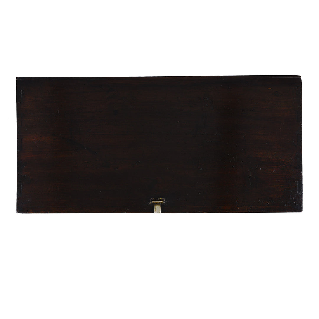 Top Down View Of Nineteenth Century Korean Bandaji Chest With Engraved Brass Mounts Late Joseon Dynasty