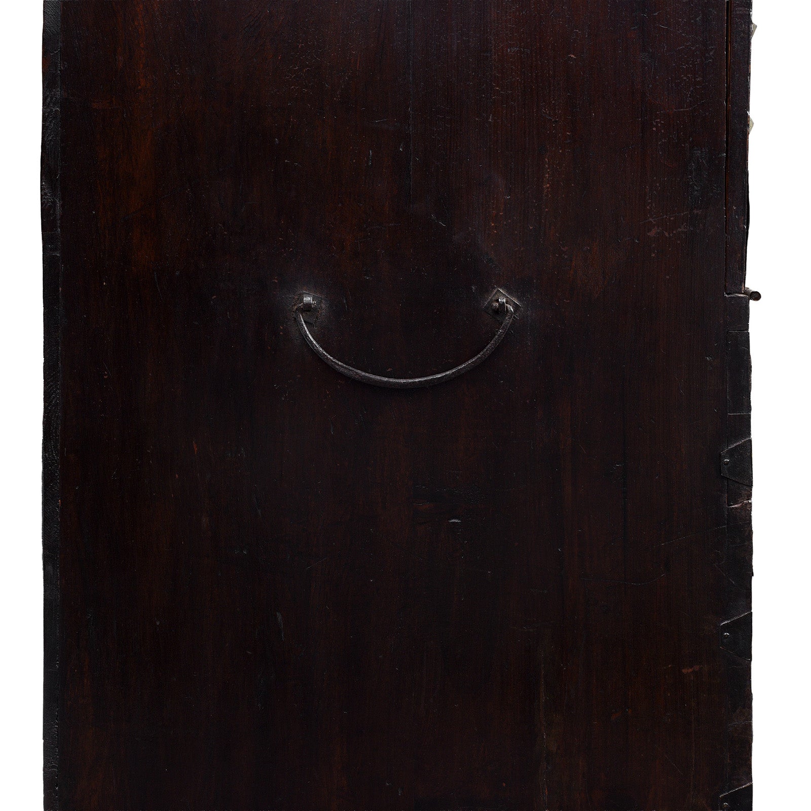 Side View Of Nineteenth Century Korean Bandaji Chest With Engraved Brass Mounts Late Joseon Dynasty