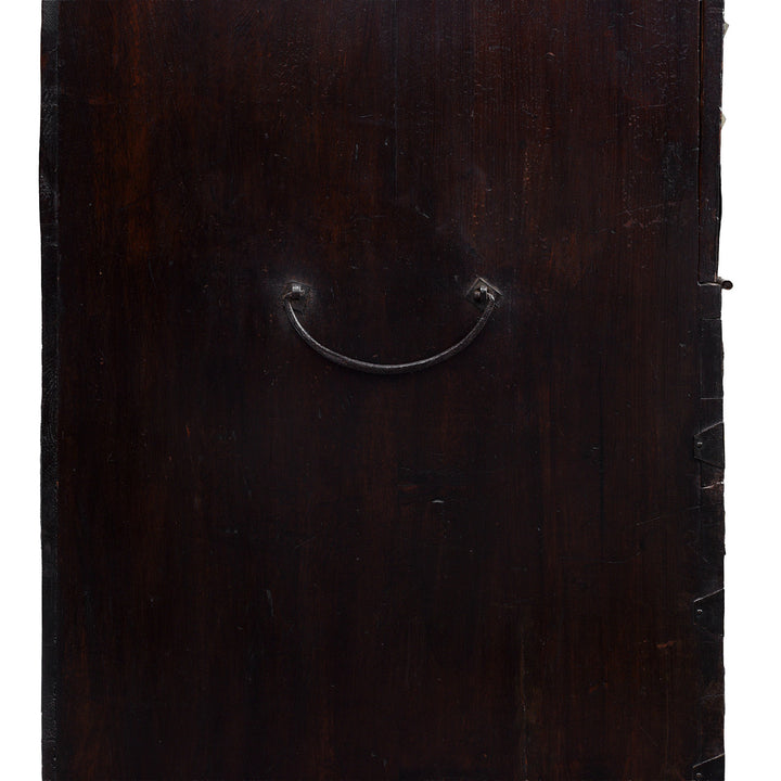 Side View Of Nineteenth Century Korean Bandaji Chest With Engraved Brass Mounts Late Joseon Dynasty