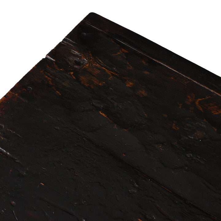 Top Surface Texture Detail From Nineteenth Century Tibetan Red And Gold Painted Altar Cabinet