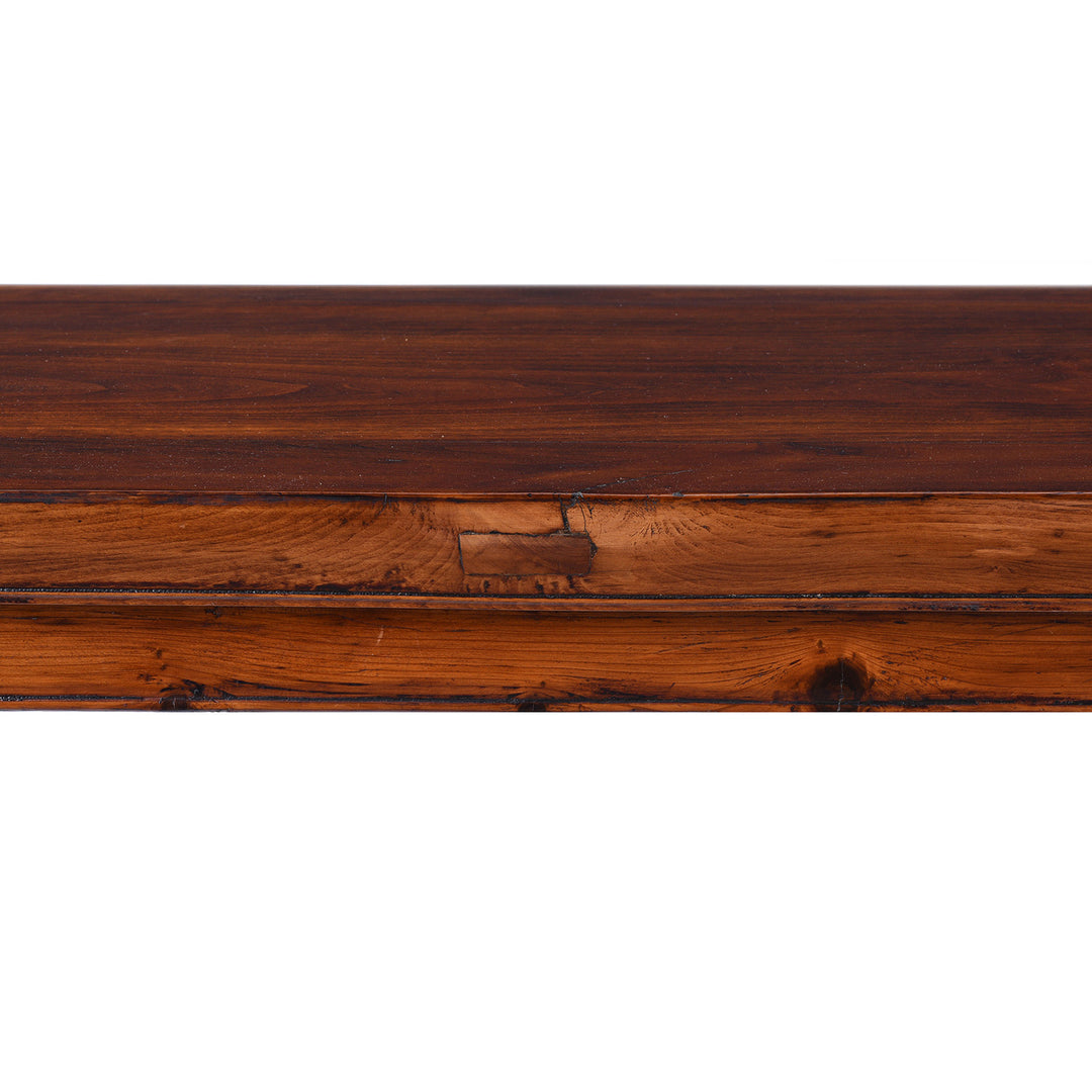 Detail From Cypress Altar Table From Jiangsu Nineteenth Century With Cloud Form Spandrels And Warm Patinated Finish