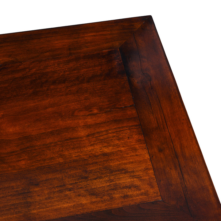 Detail From Top Of Cypress Altar Table From Jiangsu Nineteenth Century With Cloud Form Spandrels And Warm Patinated Finish