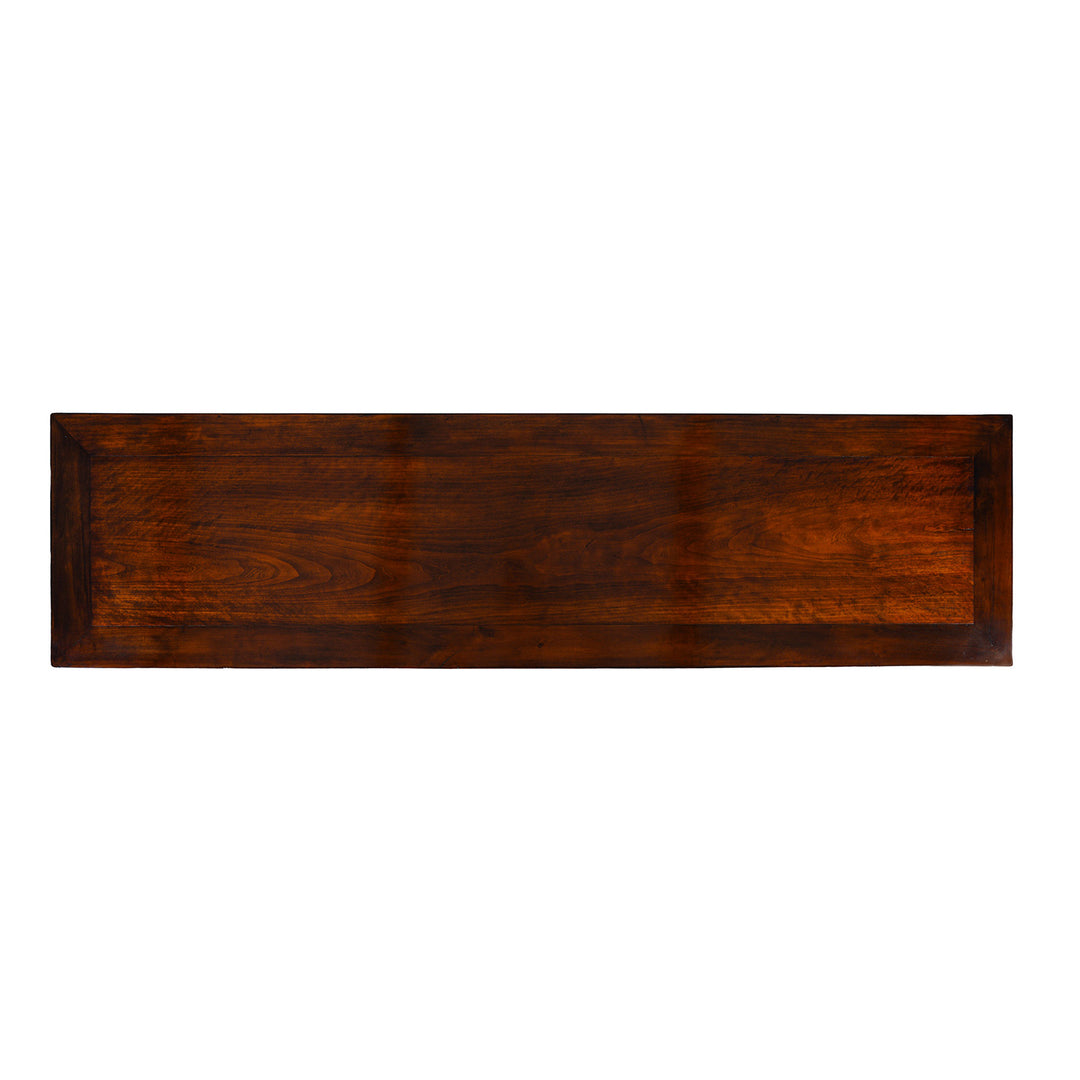 Top Down View Of Cypress Altar Table From Jiangsu Nineteenth Century With Cloud Form Spandrels And Warm Patinated Finish