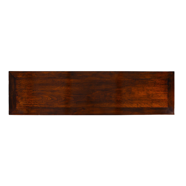 Top Down View Of Cypress Altar Table From Jiangsu Nineteenth Century With Cloud Form Spandrels And Warm Patinated Finish