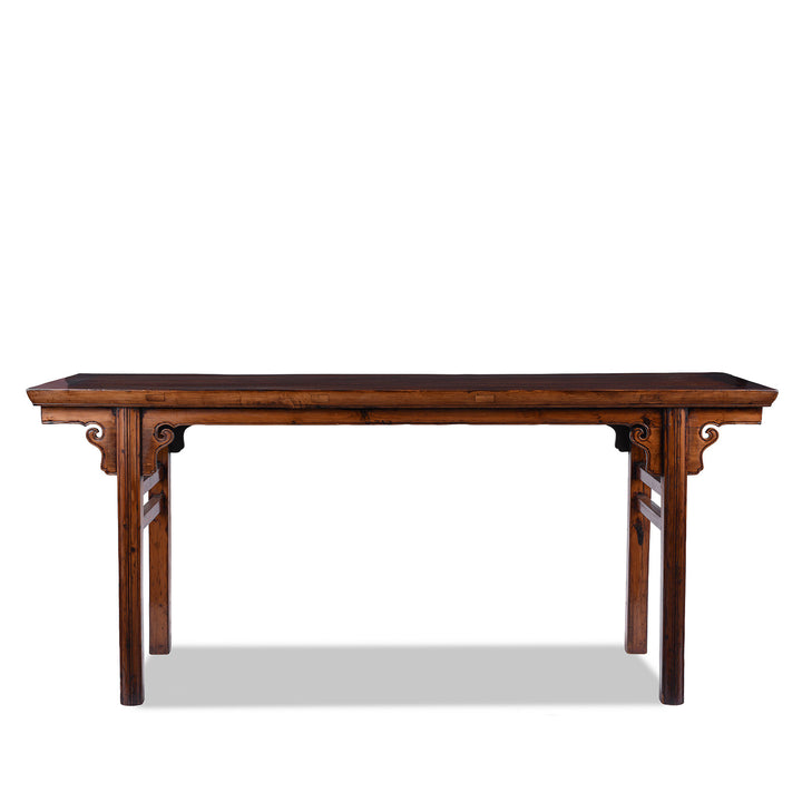 Cypress Altar Table From Jiangsu Nineteenth Century With Cloud Form Spandrels And Warm Patinated Finish