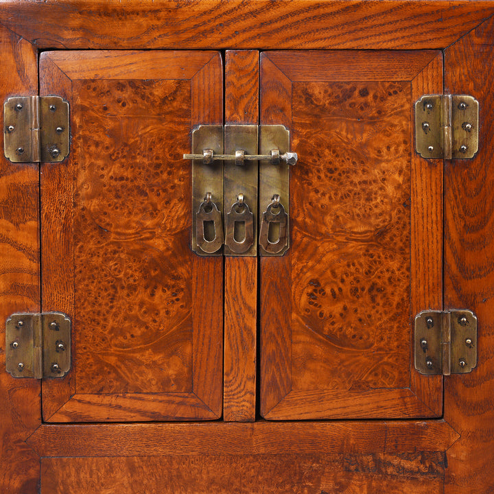 Doors Detail From Antique Chinese Burr Elm Kang Cabinet | Indigo Antiques