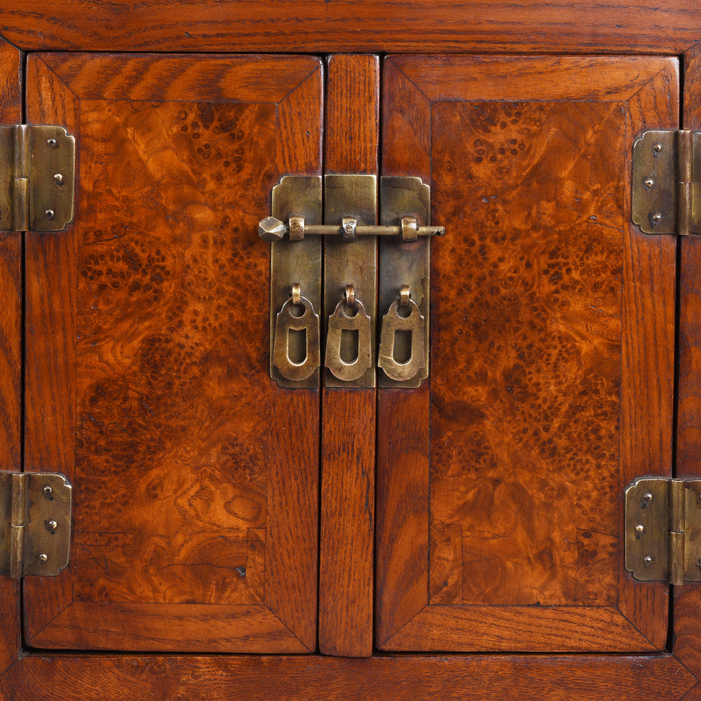 Doors Detail From Antique Chinese Burr Elm Kang Cabinet | Indigo Antiques