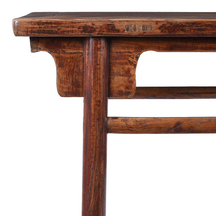 Corner Detail From Angled View Of Antique Chinese Half Table From Shanxi  | Indigo Antiques