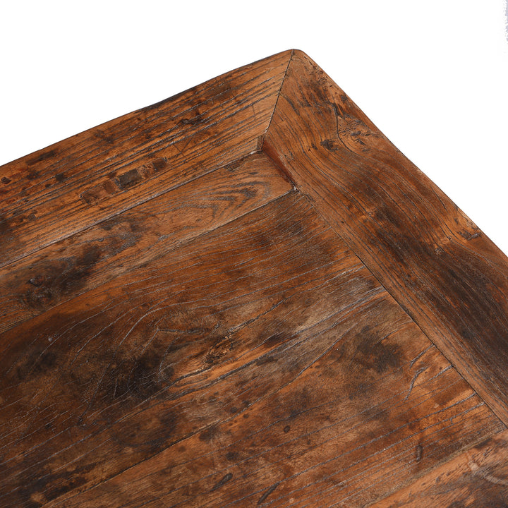 Top Corner Detail From Corner Detail From Angled View Of Antique Chinese Half Table From Shanxi  | Indigo Antiques
