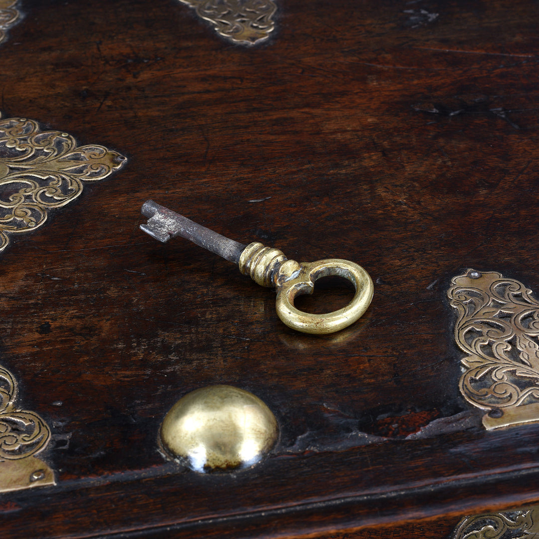 Key Detail From Dutch Colonial Teak And Brass Chest On Stand With Two Drawers 18Th Century | Indigo Antiques