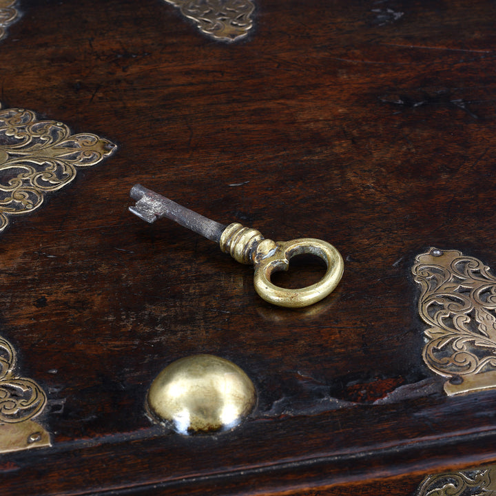 Key Detail From Dutch Colonial Teak And Brass Chest On Stand With Two Drawers 18Th Century | Indigo Antiques
