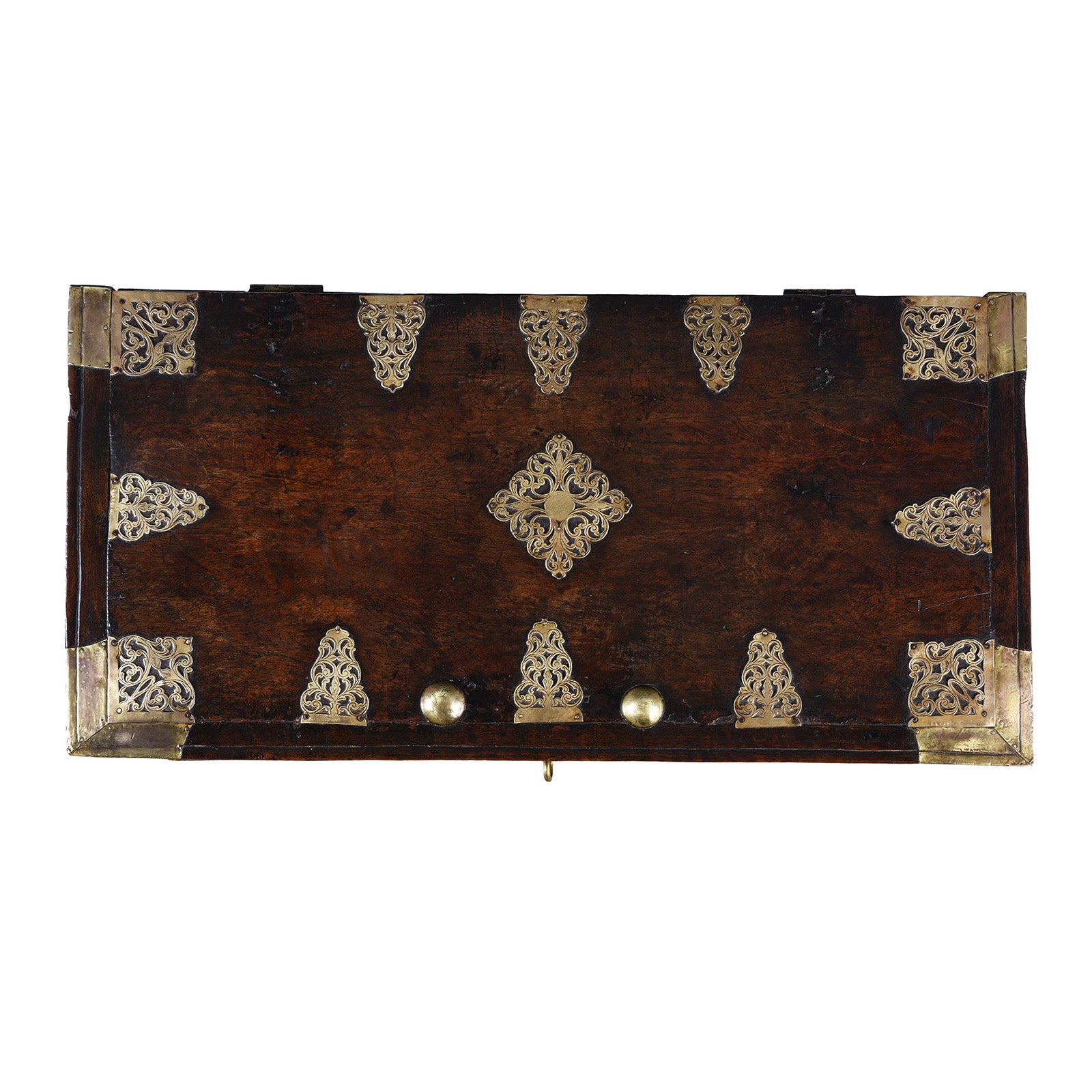 Top Down View Of Dutch Colonial Teak And Brass Chest On Stand With Two Drawers 18Th Century | Indigo Antiques