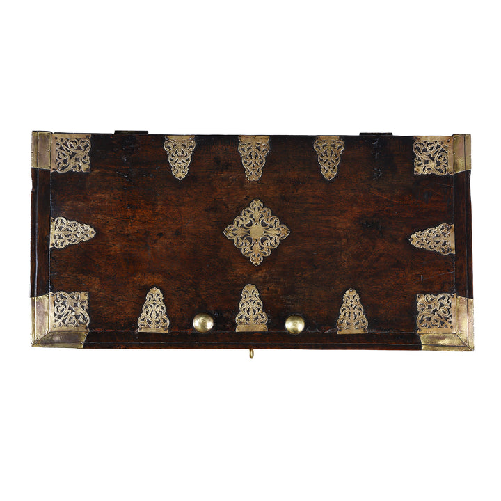 Top Down View Of Dutch Colonial Teak And Brass Chest On Stand With Two Drawers 18Th Century | Indigo Antiques